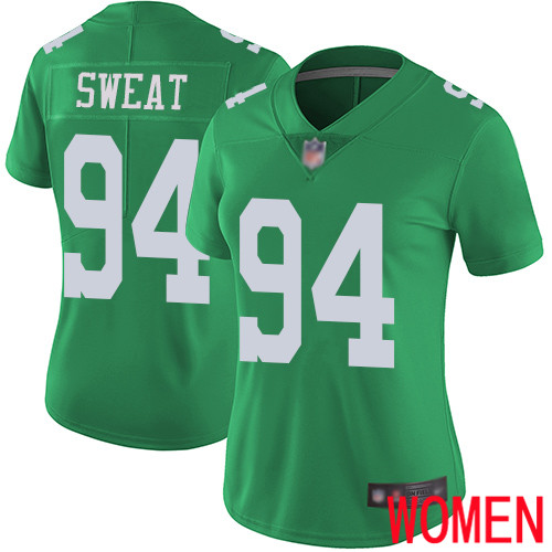 Women Philadelphia Eagles #94 Josh Sweat Limited Green Rush Vapor Untouchable NFL Jersey Football